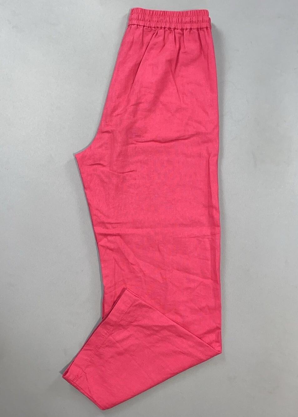 J Crew CG402 Women's Slim Wide-Leg Linen Blend Pull On Pants. Pink, Size 4. MINT